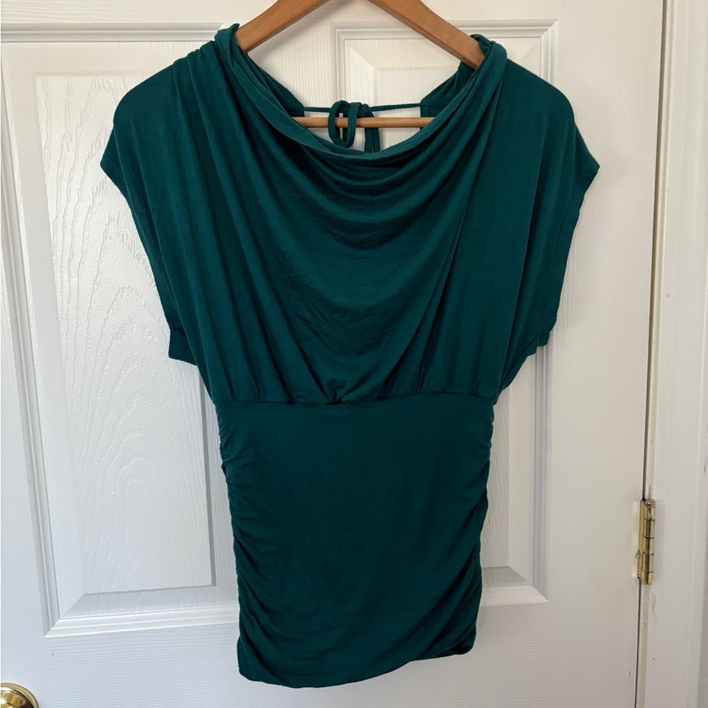 Women’s Bar Lll Turquoise Cowl Neck Blouse With Open Back Xs